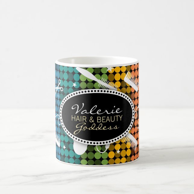 Regenbogen-bezauberndes kundenspezifisches Haar u. Kaffeetasse (Mittel)