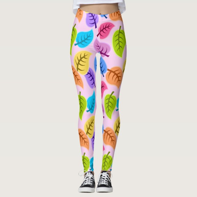 Regenbogen-Blätter Leggings (Vorderseite)