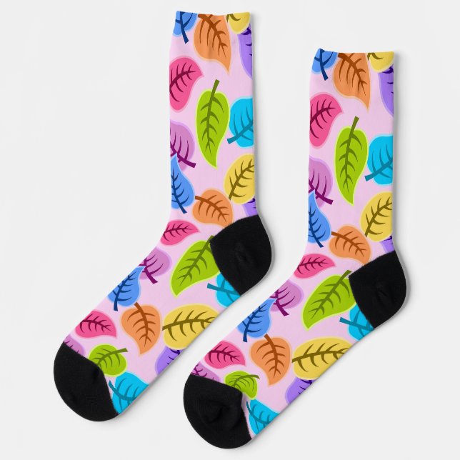 Regenbogen Blätter Socken (Linkes Detail)