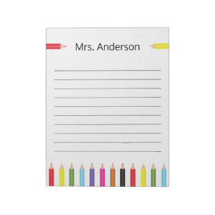 Regenbogen Bleistift Lehrer Notizblock