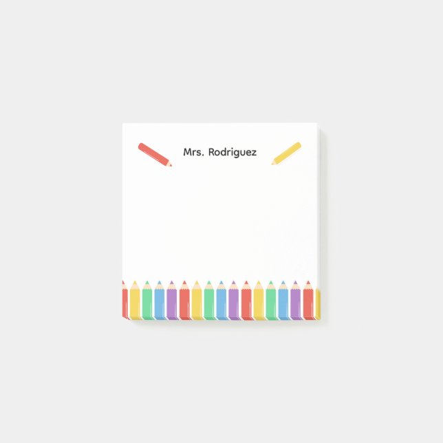 Regenbogen Bleistift Lehrer Wachsmalstifte Post-it Klebezettel (Vorderseite)