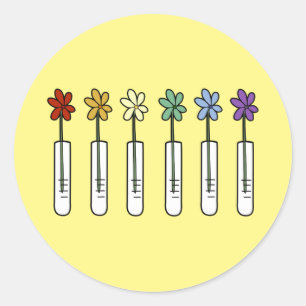 Regenbogen-Blume und Becher-Wissenschaftler Runder Aufkleber