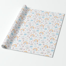 Regenbogen, Blume und Wolkenumrandungspapier Geschenkpapier