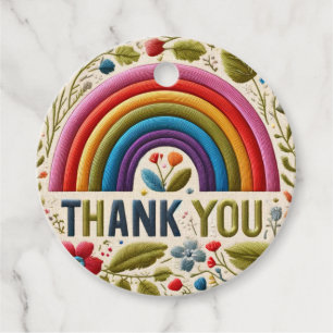 Regenbogen & Blumen Boho bestickter Look Danke Geschenkanhänger