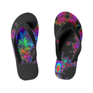 Regenbogen-Blumen-Fraktalkunst Kinderbadesandalen