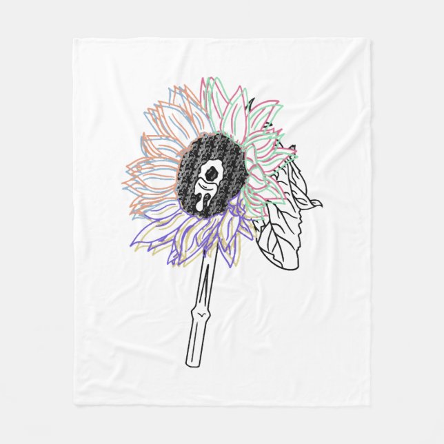 Regenbogen-Blumen-Funky-Kunst Fleecedecke (Vorderseite)