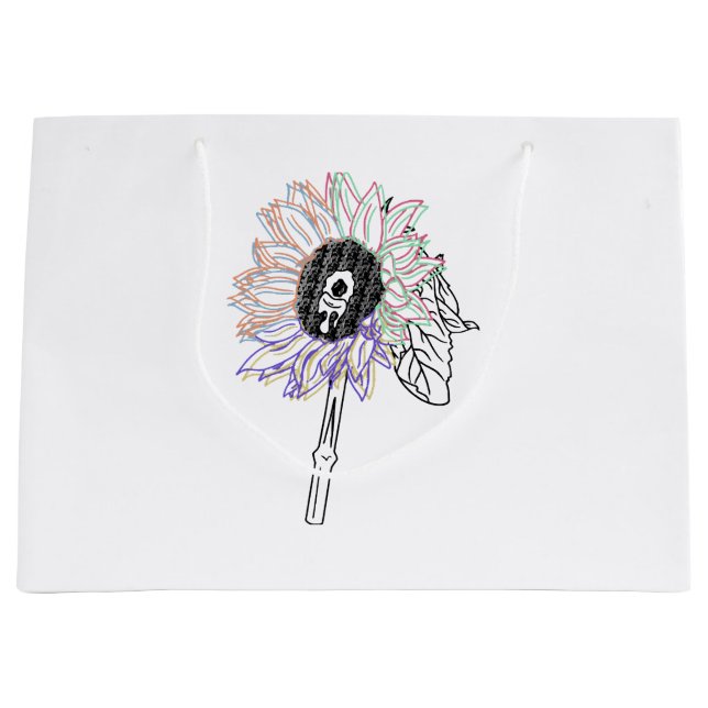 Regenbogen-Blumen-Funky-Kunst Große Geschenktüte (Vorderseite)