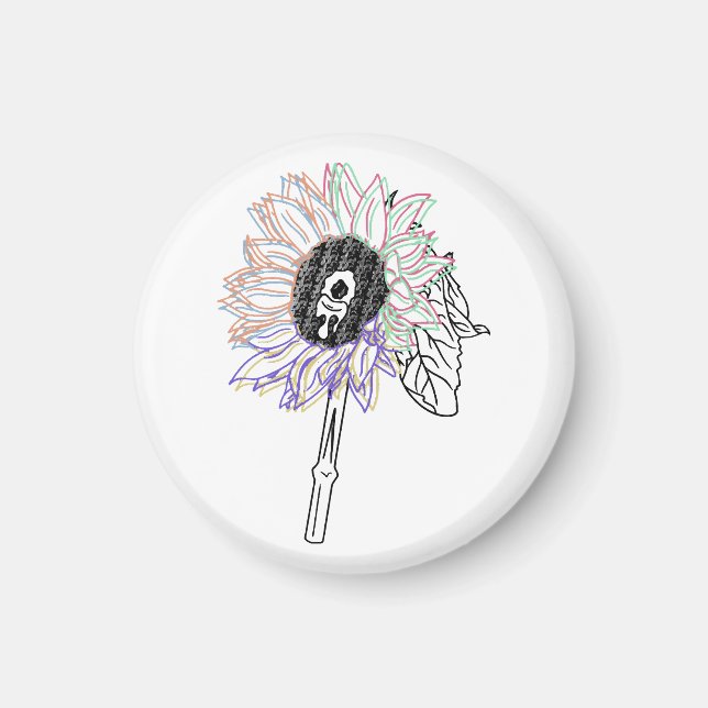 Regenbogen-Blumen-Funky-Kunst Magnet (Vorne)