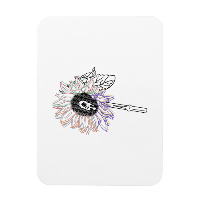 Regenbogen-Blumen-Funky-Kunst Magnet (Vertikal)