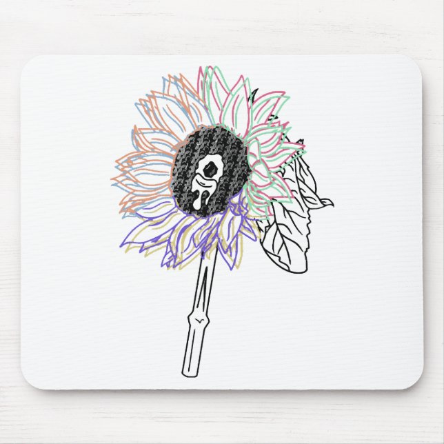 Regenbogen-Blumen-Funky-Kunst Mousepad (Vorne)