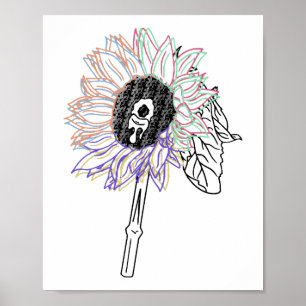 Regenbogen-Blumen-Funky-Kunst Poster