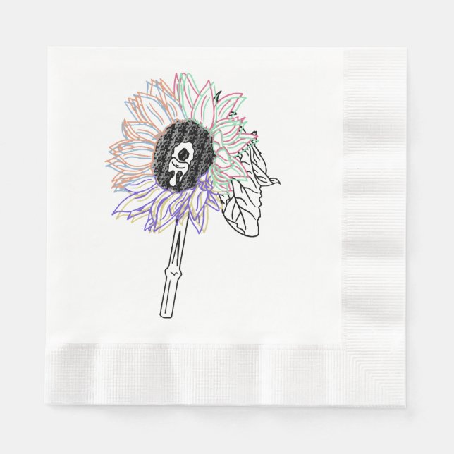 Regenbogen-Blumen-Funky-Kunst Serviette (Vorderseite)