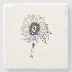 Regenbogen-Blumen-Funky-Kunst Steinuntersetzer