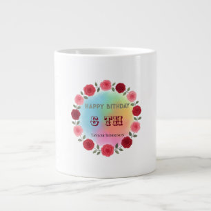 Regenbogen-Blumen-Geburtstags Buntes Party-Trink Jumbo-Tasse