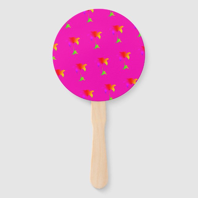 Regenbogen Blumen Heiß Rosa Fächer (Vorderseite)