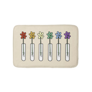 Regenbogen-Blumen mit Wissenschafts-Becher Badematte