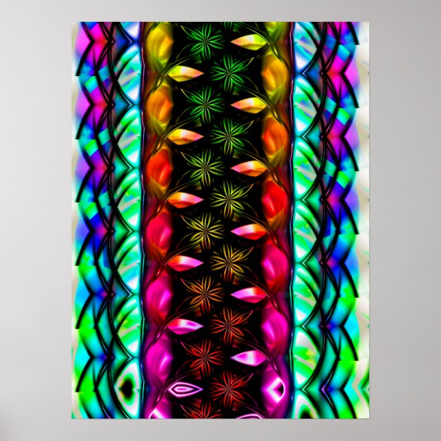 Regenbogen-Blumen-Panel Poster (Vorne)
