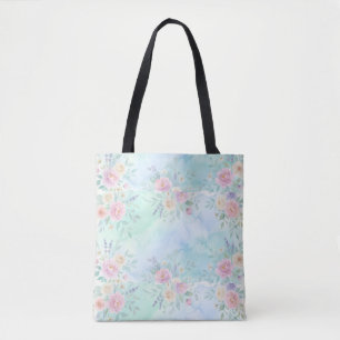 Regenbogen-Blumen-Pastell-Aquarell-Hintergrund in Tasche