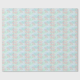 Regenbogen-Blumen-Pastell-Wasserfarbe Blau-Grün-Hi Geschenkpapier