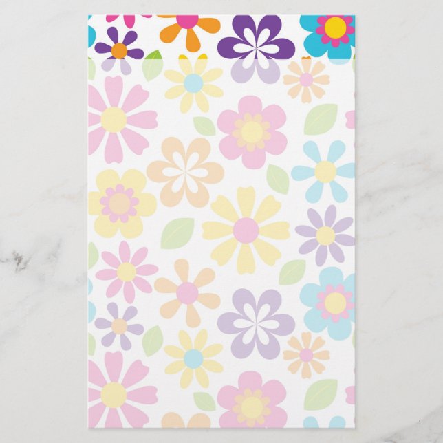 Regenbogen-Blumen-PowerHippieRetro Teens-Geschenke Briefpapier (Vorderseite)
