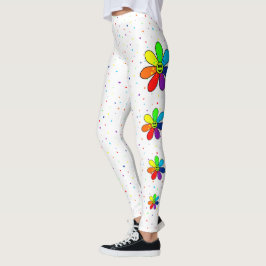 Regenbogen-Blumen-Seiten-Leggings Leggings