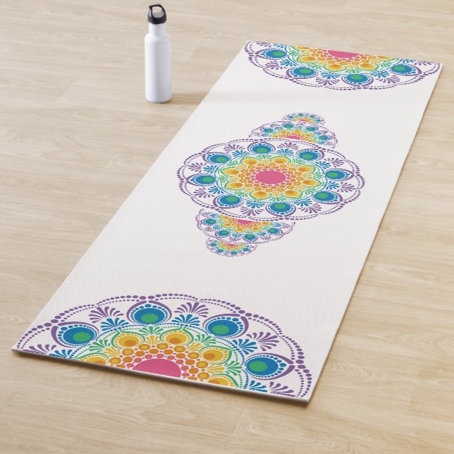 Regenbogen Blumenbrunnen Ornamental Dot Mandala Yogamatte (Beispiel)
