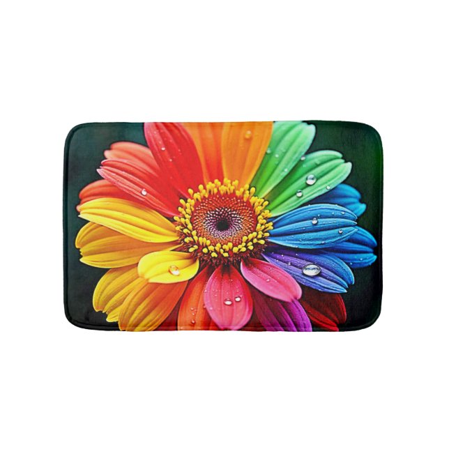 Regenbogen-Blüten-Kunst Badematte (Vorderseite)