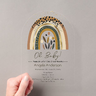 Regenbogen Boho Baby Shower Acryleinladungen