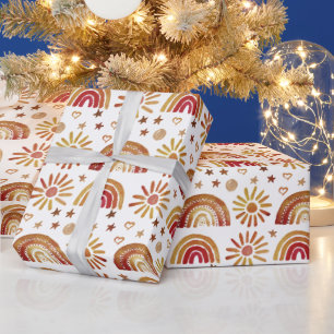 Regenbogen Boho Geburtstags-Baby-Party Geschlechts Geschenkpapier