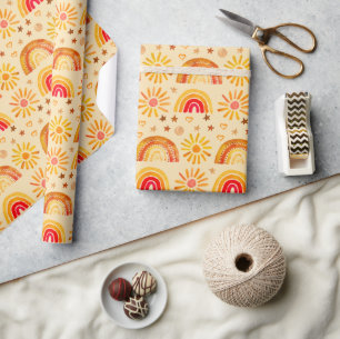 Regenbogen Boho Geburtstags-Baby-Party Geschlechts Geschenkpapier