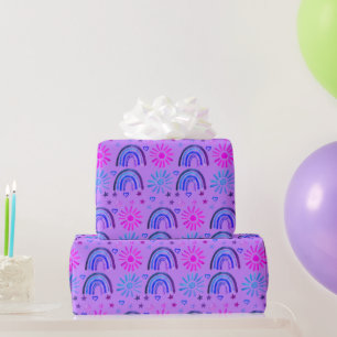Regenbogen Boho Geburtstags-Baby-Party Mädchen Geschenkpapier