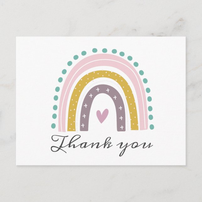 Regenbogen, Boho, Rosa, Aquamarin, Herz, Lila Gold Postkarte (Vorderseite)