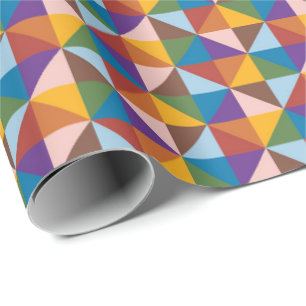 Regenbogen, braun, rosa und blaues Pinrad Geschenkpapier