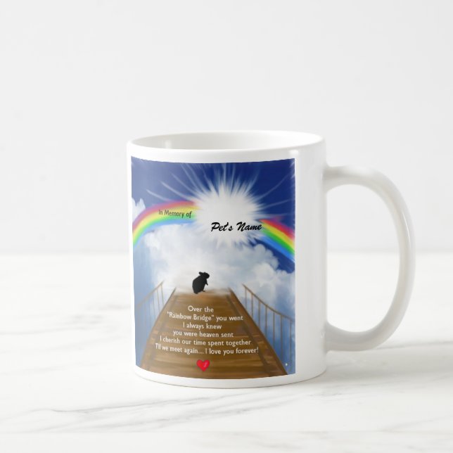 Regenbogen-Brücken-Erinnerungsgedicht für Hamster Kaffeetasse (Rechts)