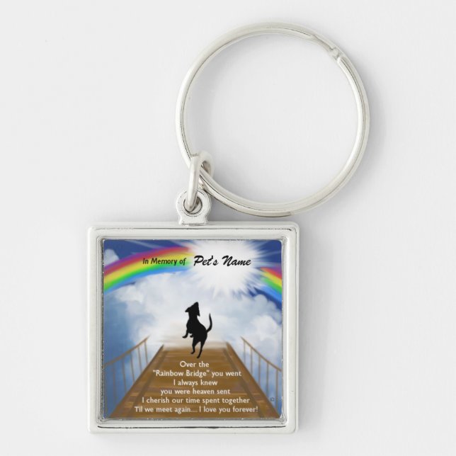 Regenbogen-Brücken-Erinnerungsgedicht für Hunde Schlüsselanhänger (Vorne)
