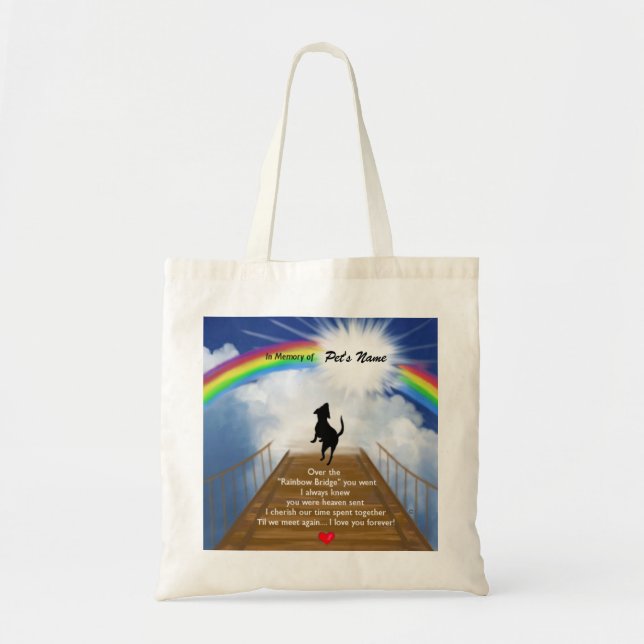 Regenbogen-Brücken-Erinnerungsgedicht für Hunde Tragetasche (Vorne)