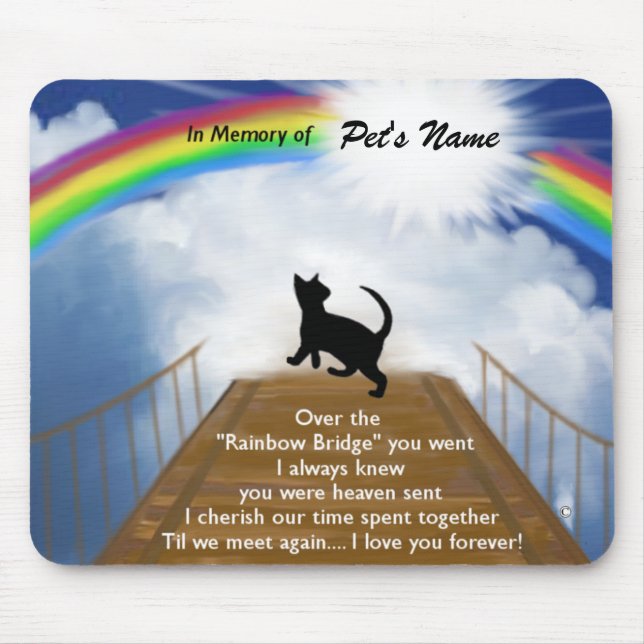 Regenbogen-Brücken-Erinnerungsgedicht für Katzen Mousepad (Vorne)