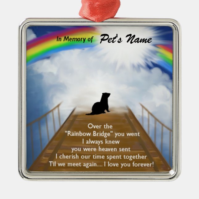 Regenbogen-Brücken-Erinnerungsgedicht für Silbernes Ornament (Vorne)