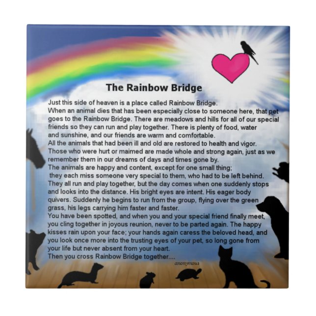 Regenbogen-Brücken-Gedicht Fliese (Vorderseite)
