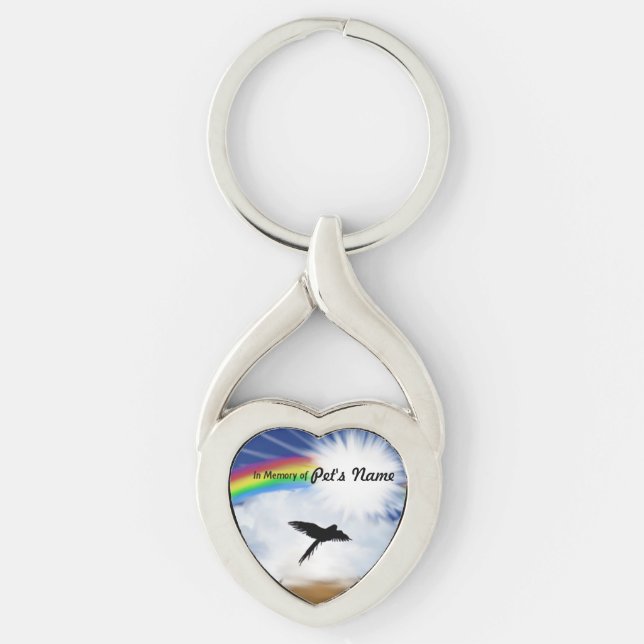Regenbogen-Brücken-Gedicht für Vögel Schlüsselanhänger (Vorderseite)