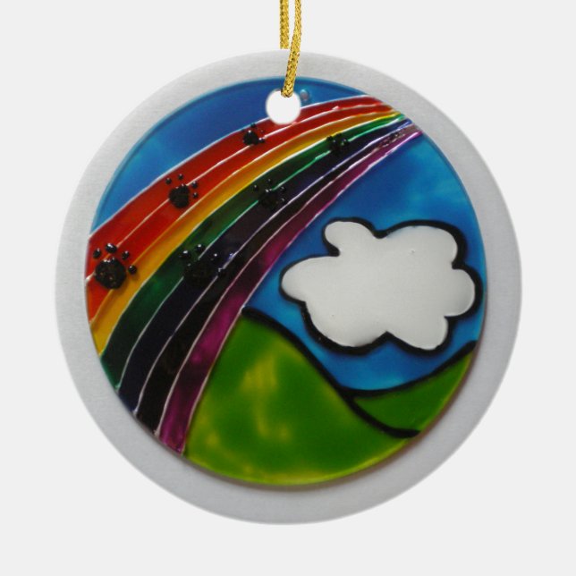Regenbogen-Brücken-Haustier-Denkmal Keramikornament (Vorne)