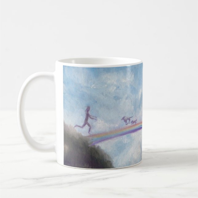 Regenbogen-Brücken-Hundekatzen-Himmels-Tasse Kaffeetasse (Links)