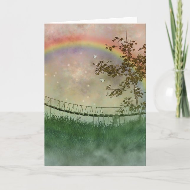 Regenbogen-Brücken-leere Karten-Haustier-Beileid Karte (Vorderseite)