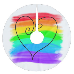Regenbogen-Brush mit Herz Polyester Weihnachtsbaumdecke