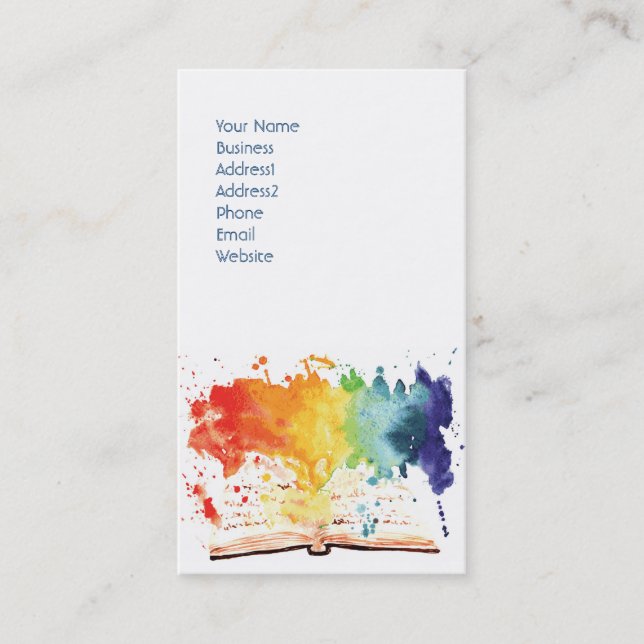 Regenbogen-Buch-Visitenkarte-Entwurf Visitenkarte (Vorderseite)