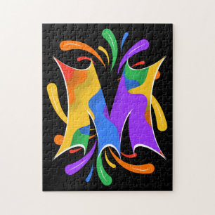 Regenbogen-Buchstabe M Monogramm Abstract