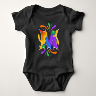 Regenbogen-Buchstabe M Monogramm Abstract Baby Strampler