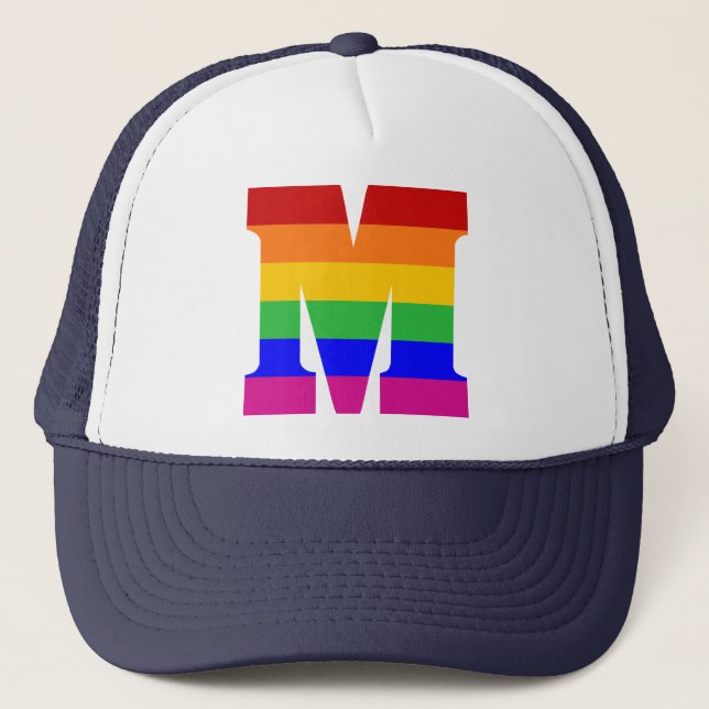 Regenbogen-Buchstabe M Truckerkappe (Vorderseite)
