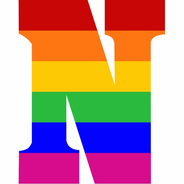 Regenbogen-Buchstabe N Fotoskulptur Ornament (Vorne)