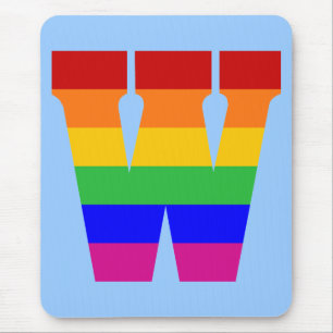 Regenbogen-Buchstabe W Mousepad